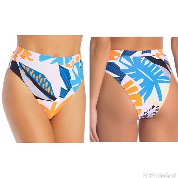 NEW Red Carter High Waist High Leg Tropical Bikini Bottom XS - Picture 1 of 7